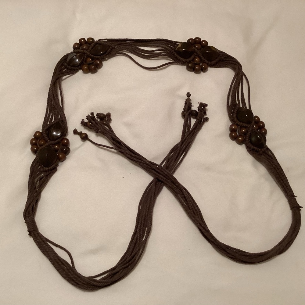 Boho handmade macrame belt, self tie